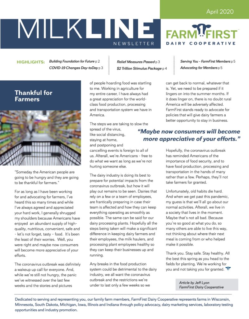 April 2020 MilkLine Newsletter