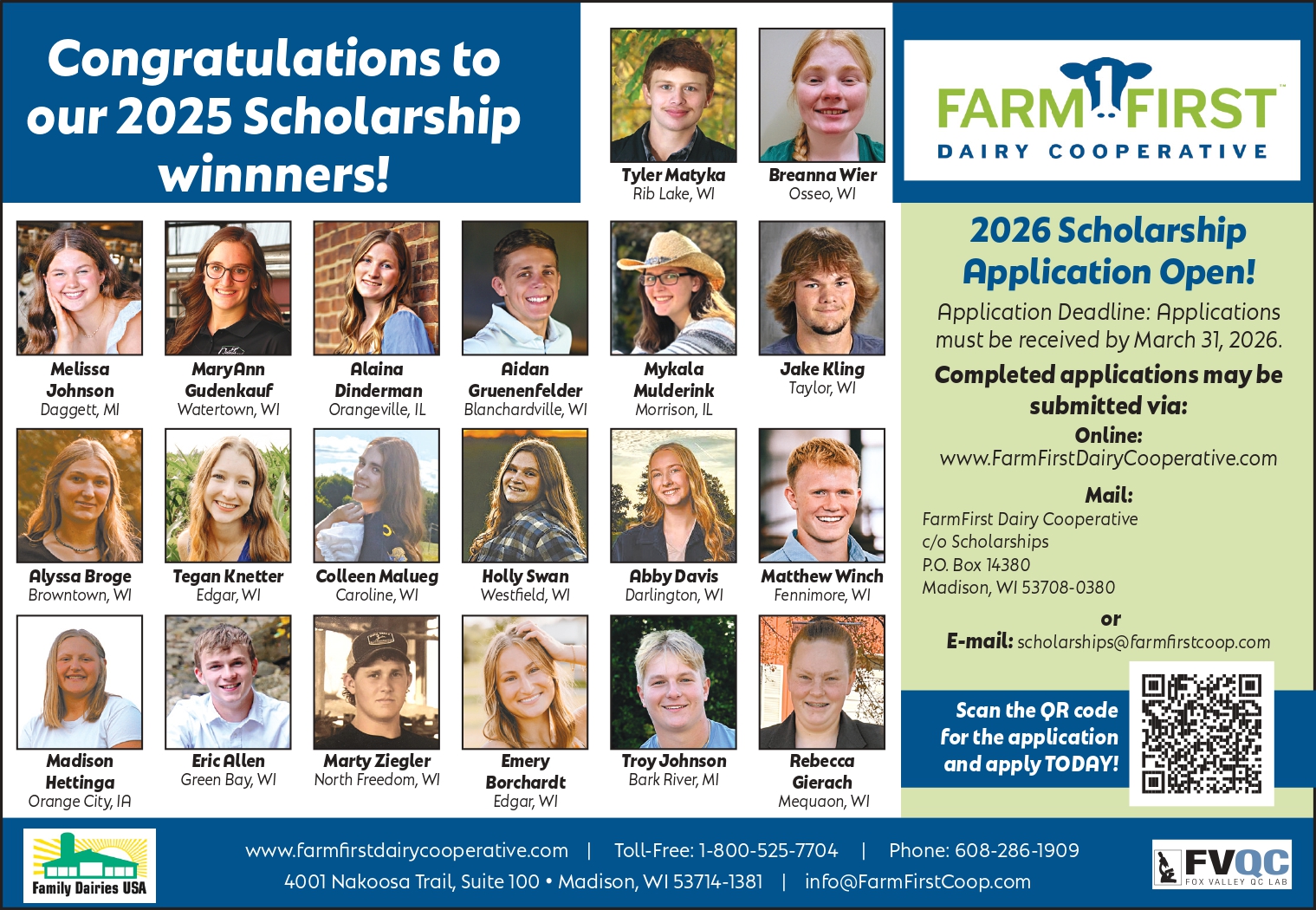 Farm First 2025 Scholarship Winners!
